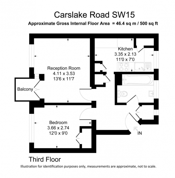 Floor Plan Image for 1 Bedroom Apartment for Sale in Carslake Road, London