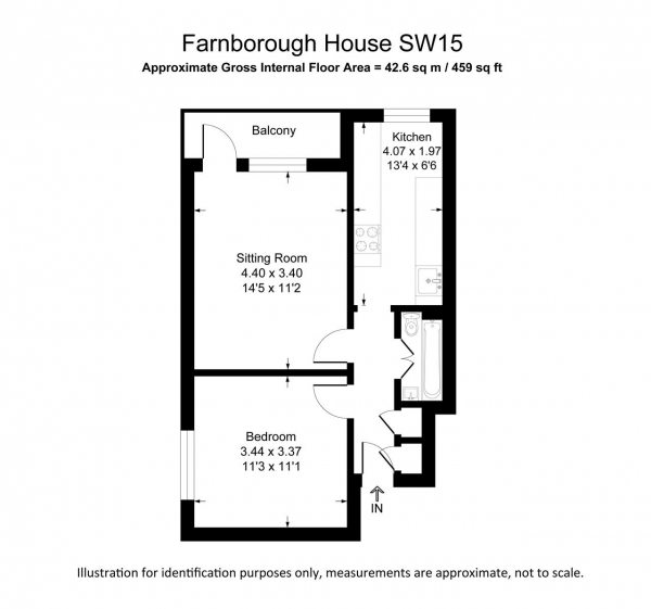 Floor Plan Image for 1 Bedroom Apartment for Sale in Farnborough House, Fontley Way, Roehampton