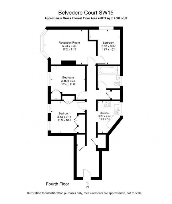 Floor Plan Image for 3 Bedroom Apartment to Rent in Belvedere Court, London