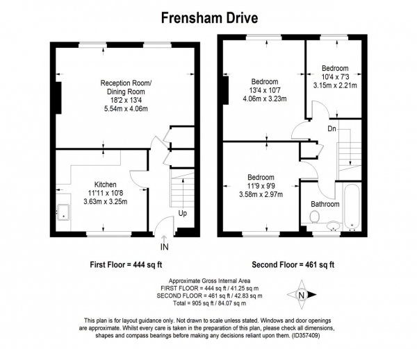 Floor Plan Image for 3 Bedroom Maisonette for Sale in Frensham Drive, London