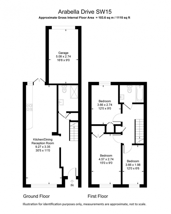 Floor Plan Image for 3 Bedroom Terraced House for Sale in Arabella Drive, London
