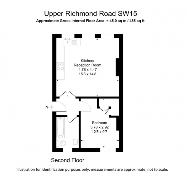 Floor Plan Image for 1 Bedroom Apartment for Sale in Upper Richmond Road, Putney