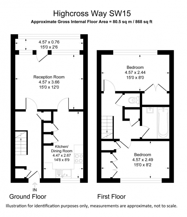 Floor Plan Image for 2 Bedroom Maisonette for Sale in High Cross Way, Alton Road, Roehampton