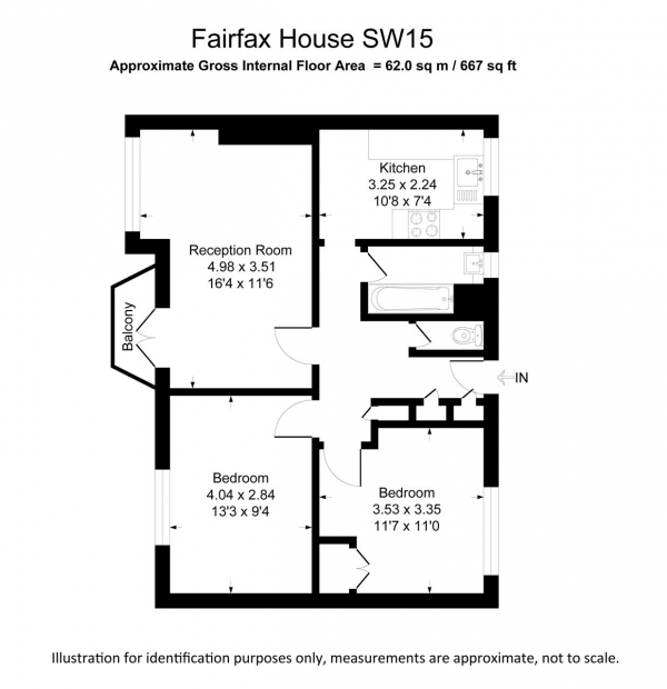 Floor Plan Image for 2 Bedroom Apartment for Sale in Fairfax House, Aubyn Square, Putney
