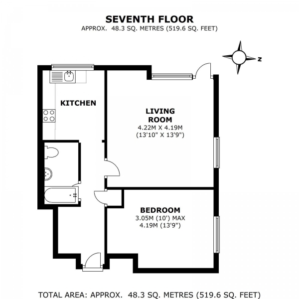 Floor Plan Image for 1 Bedroom Apartment for Sale in Grayswood Point, Roehampton