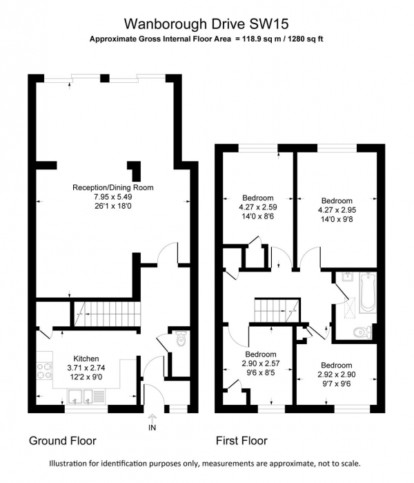 Floor Plan Image for 4 Bedroom Terraced House for Sale in Wanborough Drive, Bessborough Road, Roehampton