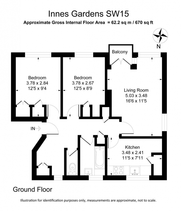 Floor Plan Image for 2 Bedroom Apartment for Sale in Innes Gardens, Putney