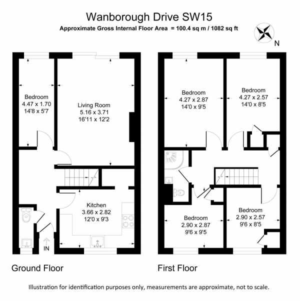Floor Plan Image for 5 Bedroom End of Terrace House for Sale in Wanborough Drive, Roehampton