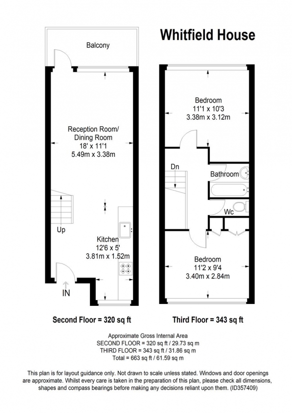 Floor Plan Image for 2 Bedroom Apartment for Sale in Winchfield House, Highcliff Drive, London