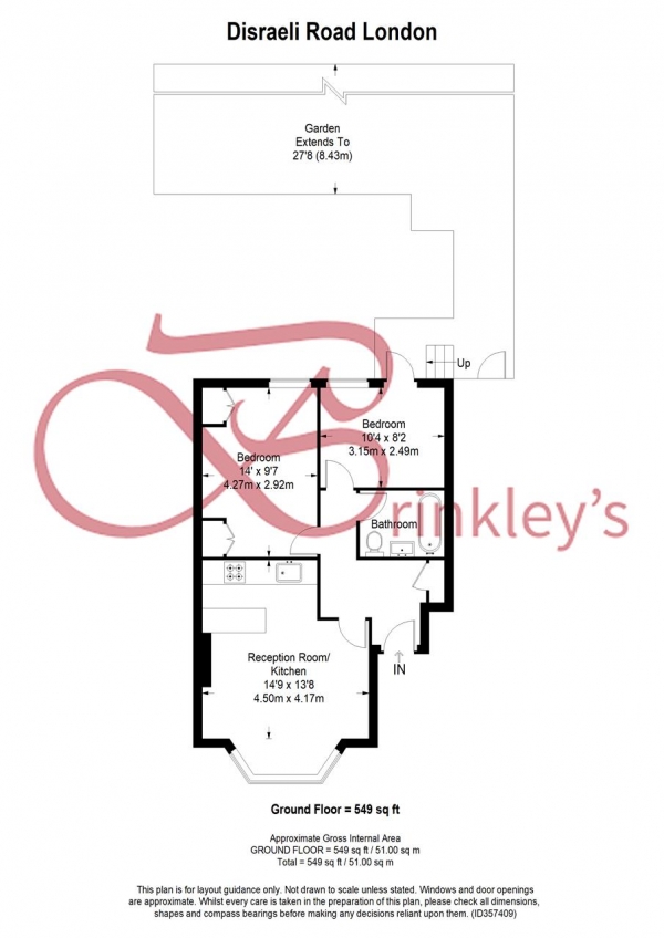 Floor Plan for 2 Bedroom Apartment to Rent in Disraeli Road, London, SW15, 2DS - £508 pw | £2200 pcm