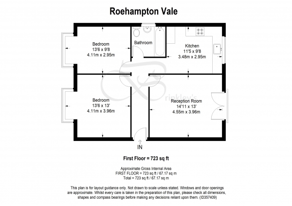 Floor Plan Image for 2 Bedroom Apartment for Sale in Roehampton Vale, Putney