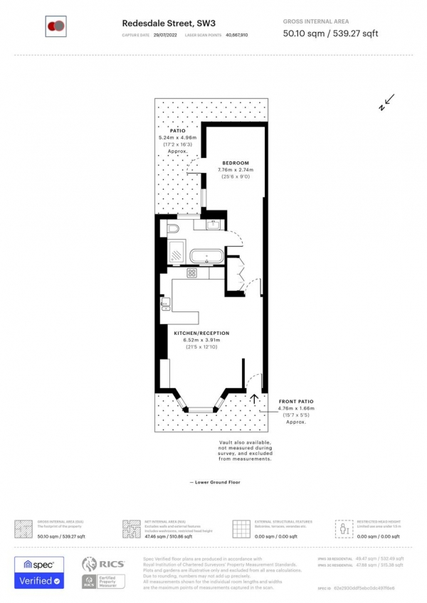 Floor Plan for 1 Bedroom Maisonette to Rent in Redesdale Street, London, SW3, 4BL - £554 pw | £2400 pcm