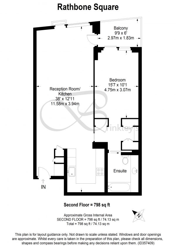 Floor Plan Image for 1 Bedroom Apartment to Rent in Rathbone Place, London