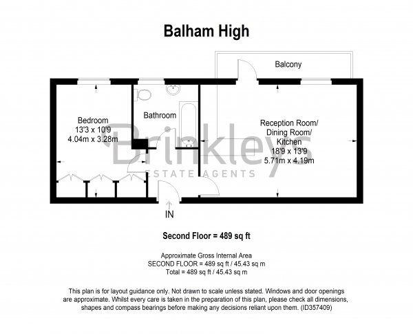 Floor Plan for 1 Bedroom Apartment to Rent in Balham High Road,, London, SW17, 7AD - £438 pw | £1900 pcm