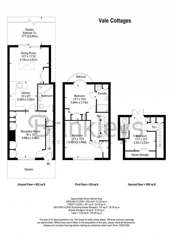 Floor Plan Image for 3 Bedroom Terraced House for Sale in Vale Cottages, Kingston Vale, Kingston Vale