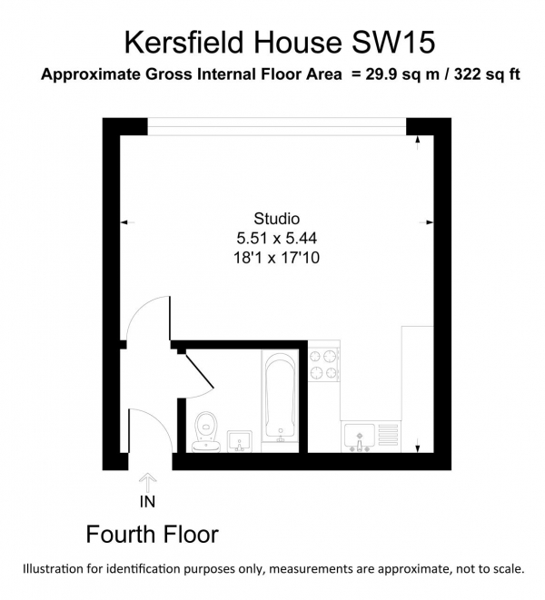 Floor Plan for Studio to Rent in Kersfield House, 11 Kersfield Road, Putney, SW15, 3HJ - £322 pw | £1395 pcm