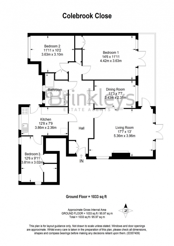 Floor Plan Image for 3 Bedroom Apartment for Sale in Colebrook Close, London