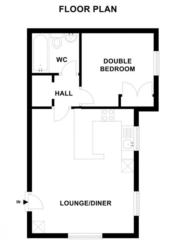 Floor Plan Image for 1 Bedroom Apartment to Rent in Calico Court, 41 Merton Road, Wandsworth