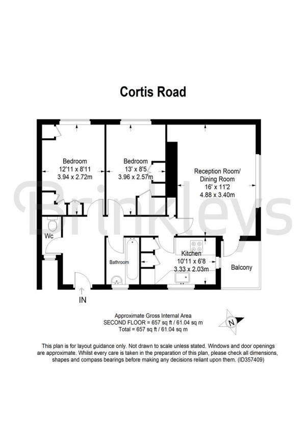 Floor Plan Image for 2 Bedroom Apartment for Sale in Cortis Road, London