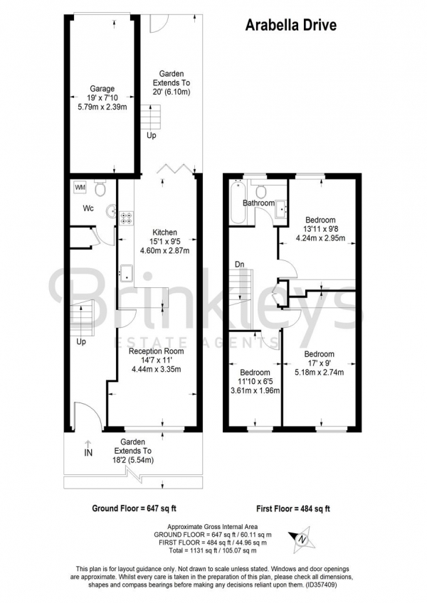 Floor Plan Image for 3 Bedroom Terraced House for Sale in Arabella Drive, London