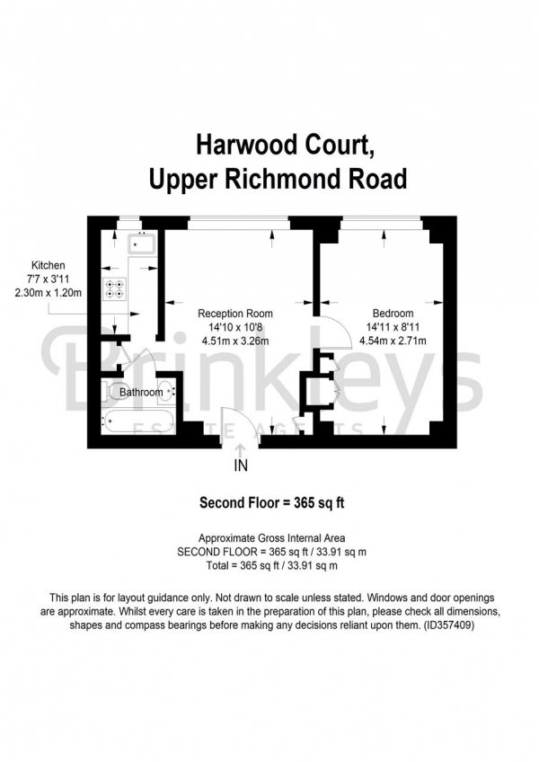 Floor Plan Image for 1 Bedroom Apartment for Sale in Harwood Court, Upper Richmond Road, London