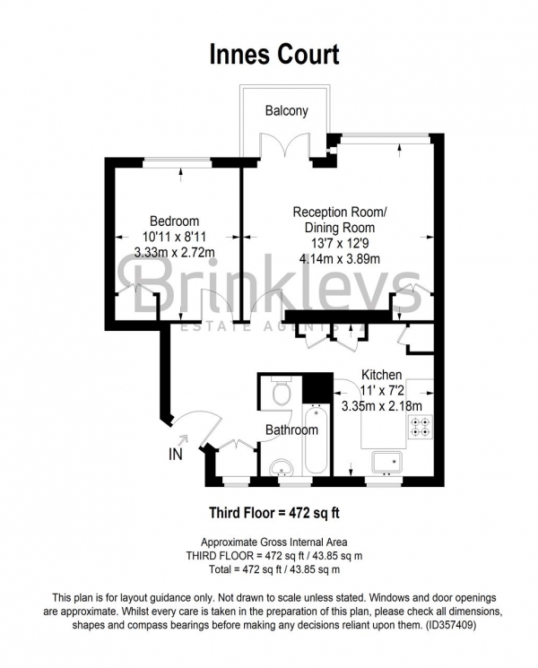 Floor Plan Image for 1 Bedroom Apartment for Sale in Innes Gardens, Putney Heath, Putney