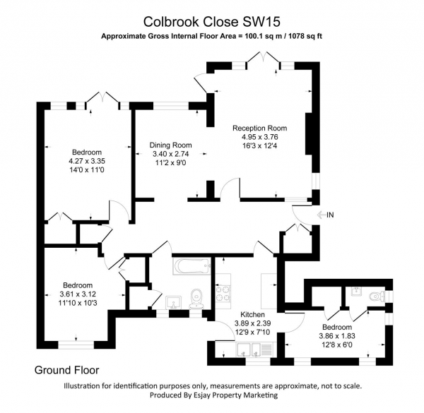 Floor Plan Image for 3 Bedroom Apartment for Sale in Colebrook Close, London