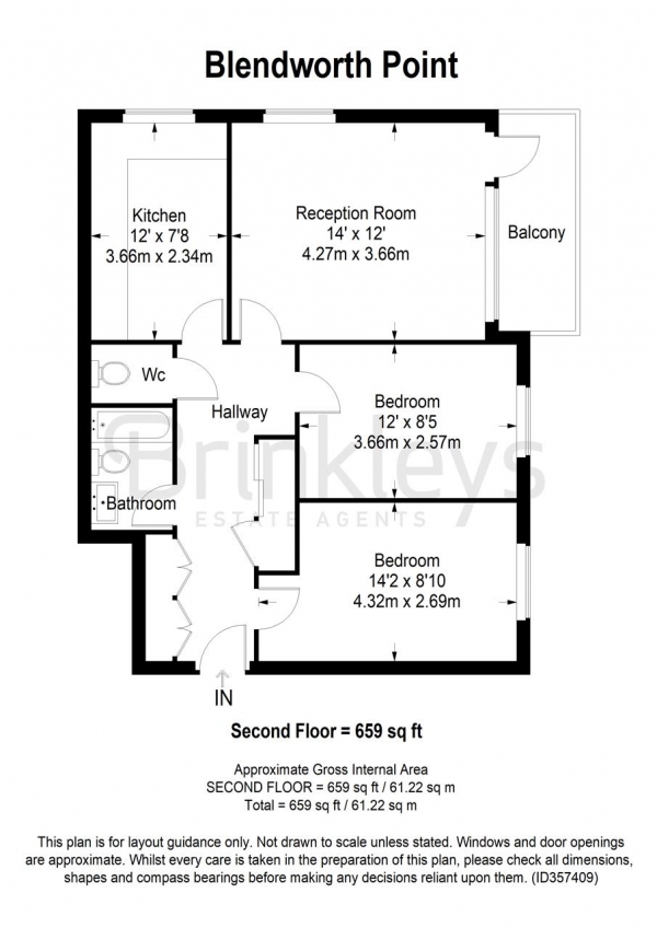 Floor Plan Image for 2 Bedroom Apartment for Sale in Blendworth Point, Wanborough Drive, London