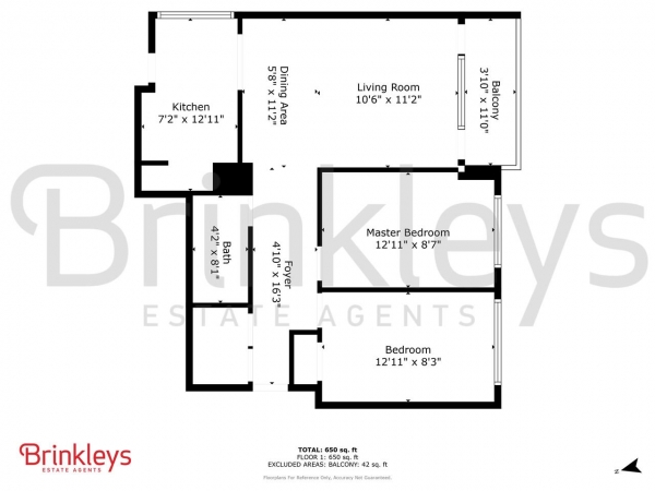 Floor Plan Image for 2 Bedroom Apartment to Rent in Crondall House, Fontley Way, Roehampton