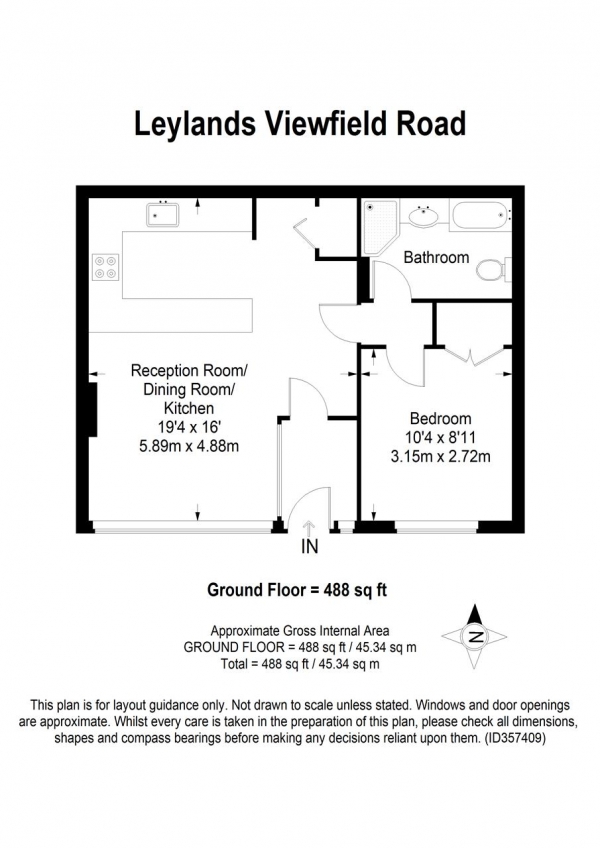 Floor Plan for 1 Bedroom Apartment to Rent in Leylands, Viewfield Road, Putney, SW18, 1NF - £346 pw | £1500 pcm