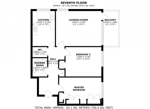 Floor Plan Image for 2 Bedroom Apartment for Sale in Hilsea Point, Wanborough Drive, London