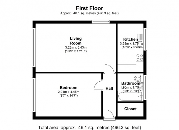 Floor Plan for 1 Bedroom Apartment to Rent in Seymour Road, Southfields, SW18, 5JA - £369 pw | £1600 pcm