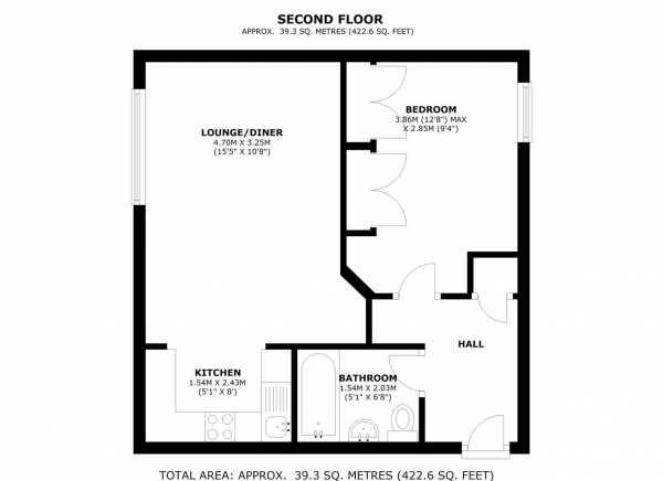 Floor Plan Image for 1 Bedroom Apartment to Rent in Lambeth Court, Frogmore, Wandsworth