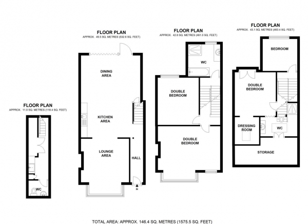 Floor Plan Image for 4 Bedroom Terraced House for Sale in Southfields Road, Wandsworth, Wandsworth