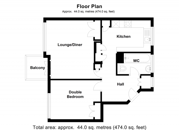 Floor Plan Image for 1 Bedroom Apartment for Sale in Innes Gardens, Putney Heath, London