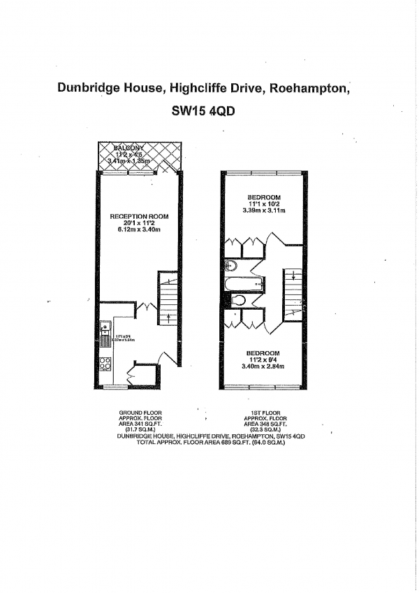 Floor Plan Image for 2 Bedroom Apartment for Sale in Dunbridge House, Highcliffe Drive, London