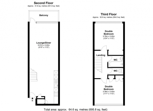Floor Plan Image for 2 Bedroom Apartment for Sale in Winchfield House, Highcliffe Drive, London