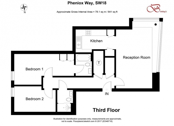 Floor Plan for 2 Bedroom Apartment to Rent in Phoenix Way, Trinity Way, Wandsworth, SW18, 2PW - £375 pw | £1625 pcm