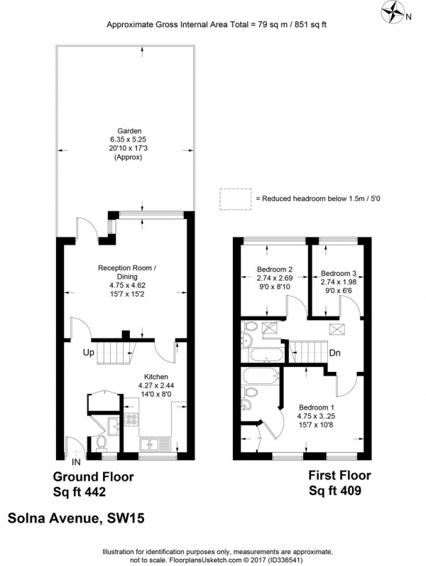 Floor Plan Image for 3 Bedroom Terraced House to Rent in Solna Avenue, Putney
