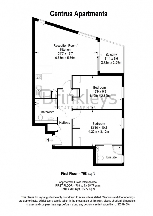 Floor Plan Image for 2 Bedroom Apartment to Rent in Centrus Apartments, 7 Felsham Road, Putney