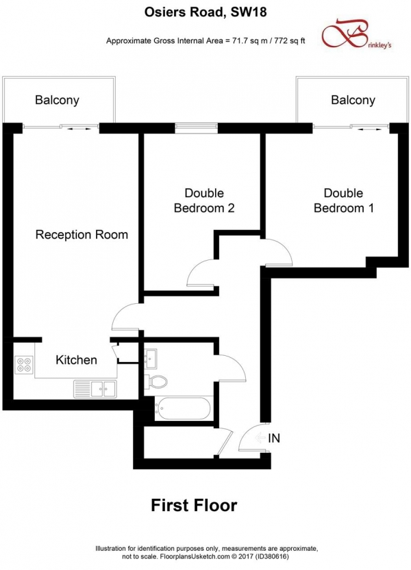 Floor Plan for 2 Bedroom Apartment to Rent in Osiers Road, Wandsworth, SW18, 1NL - £381 pw | £1650 pcm
