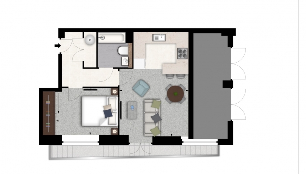 Floor Plan Image for 1 Bedroom Apartment to Rent in Palace Wharf, Hammersmith, London