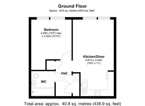 Floor Plan Image for 1 Bedroom Apartment to Rent in Rainsborough House, 5 Stamford Square, Putney