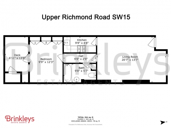 Floor Plan for 1 Bedroom Apartment to Rent in Upper Richmond Road, Putney, SW15, 6SS - £369 pw | £1600 pcm