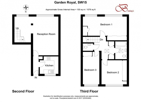 Floor Plan Image for 3 Bedroom Apartment to Rent in Garden Royal, Kersfield Road, Putney