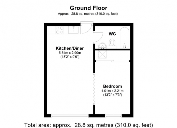 Floor Plan Image for 1 Bedroom Apartment to Rent in Nell Gwynn House, Sloane Avenue, Chelsea