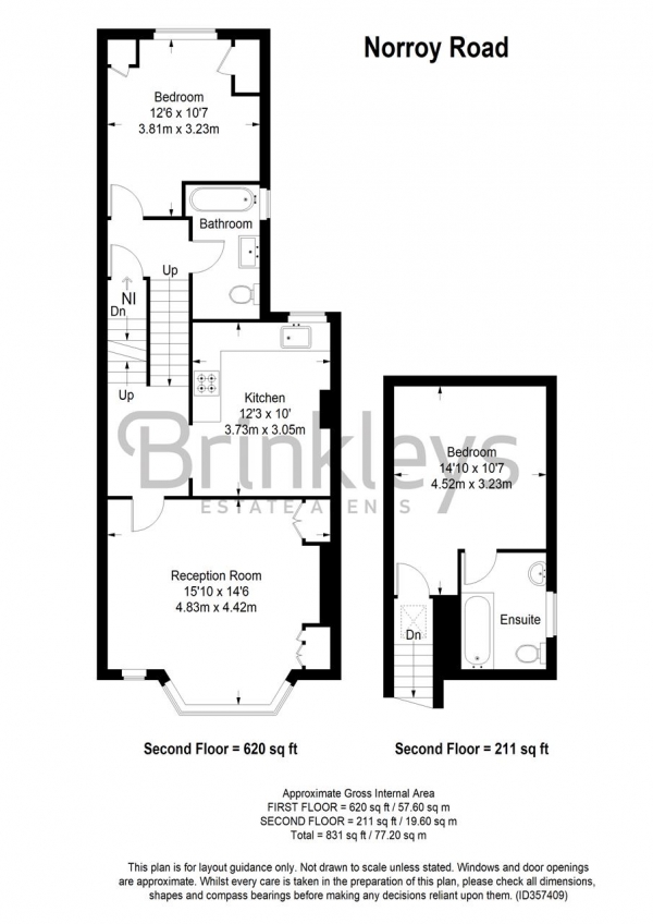Floor Plan for 2 Bedroom Apartment to Rent in 18 Norroy Road, Flat 2, Putney, SW15, 1PF - £531 pw | £2300 pcm