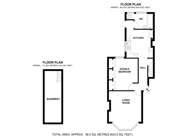 Floor Plan for 1 Bedroom Apartment to Rent in Bective Road, London, SW15, 2QA - £345 pw | £1495 pcm
