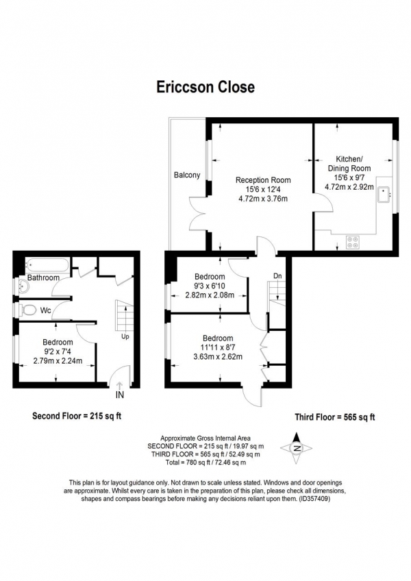 Floor Plan Image for 3 Bedroom Apartment to Rent in Ericcson Close, Putney