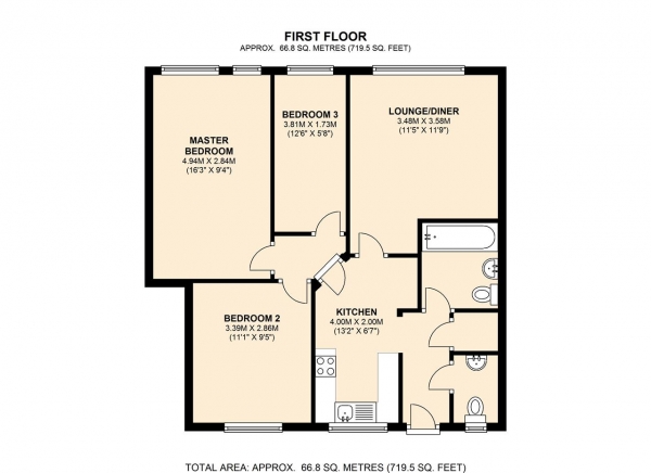 Floor Plan Image for 3 Bedroom Apartment for Sale in Ranelagh Gardens Mansions, Ranelagh Gardens, Fulham